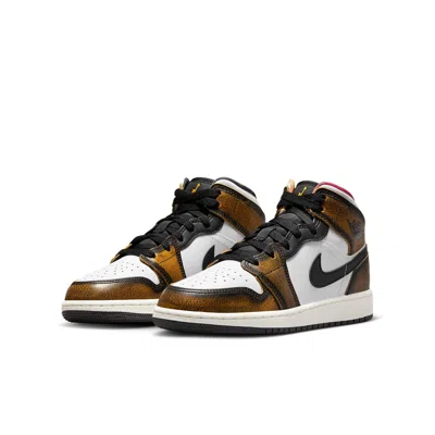 Air Jordan (gs)  1 Mid Se 'wear-away - Taxi' In Brown
