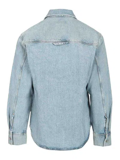 Agolde Baby Blue Shirt With Buttoned Chest Pockets In Gray