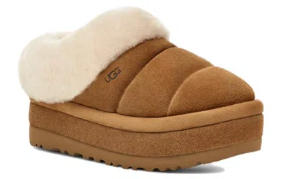 Ugg Chestnut Suede Slides Faux Fur In Multi