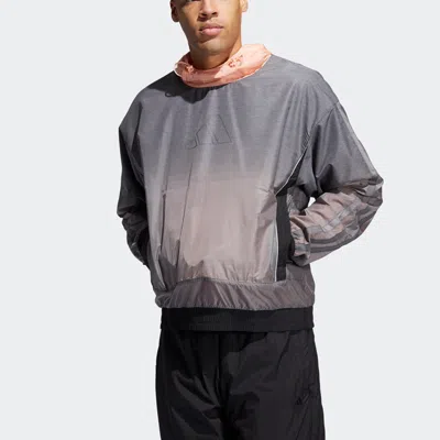 Adidas Originals Adidas Basketball Sports Contrasting Colors Hooded Logo Jacket Gray In Multi