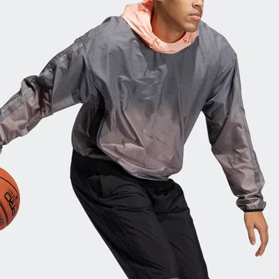 Adidas Originals Adidas Basketball Sports Contrasting Colors Hooded Logo Jacket Gray In Multi