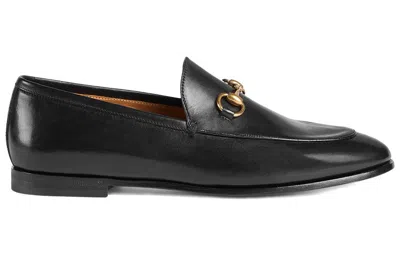 Gucci Women Black Calf Leather Moc Stitching Signature Horsebit Detail Almond Toe Slip-on Style Bran