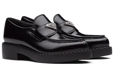 Prada (wmns)  Brushed Leather Pointy Monolith Loafers 'black'