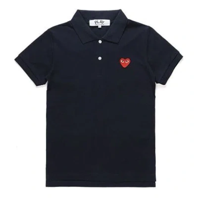 Comme Des Garçons Play Polo Shirt With Ribbed Collar And Straight Hem In Black