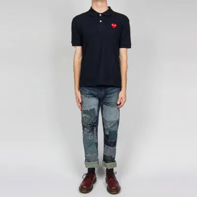 Comme Des Garçons Play Polo Shirt With Ribbed Collar And Straight Hem In Black