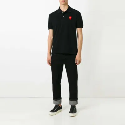 Comme Des Garçons Play Polo Shirt With Ribbed Collar And Straight Hem In Black