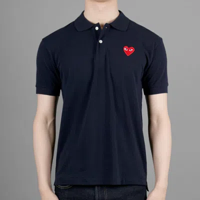 Comme Des Garçons Play Polo Shirt With Ribbed Collar And Straight Hem In Black