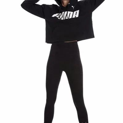 Puma (wmns)  Cropped Logo Hoodie In Black