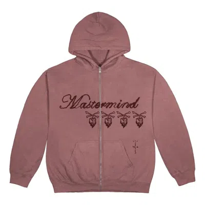 Travis Scott Cactus Jack S22 For Mastermind Skull Zip Up Hoodie 'washed Red' In Brown