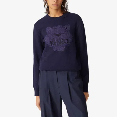 Kenzo Tiger Crew Neck Jumper In Blue