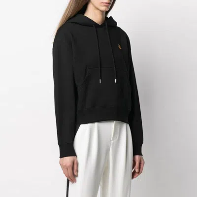 Kenzo (wmns)  Ss21 Small Tiger Head Embroidered Loose Version Hoodie Black In Black