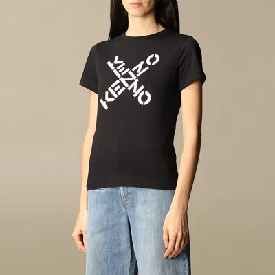 Kenzo Ss21 Big X Pattern Round Neck Short Sleeve Black