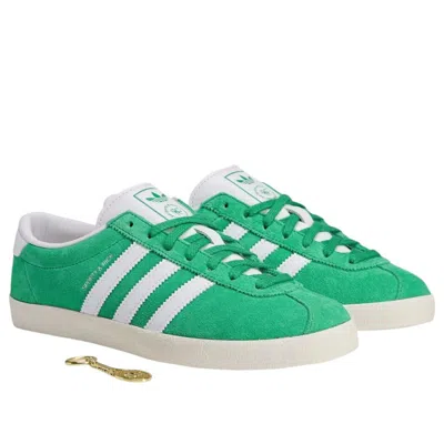 Adidas Originals Suede Round Toe Sneakers With Herringbone Motif In Green