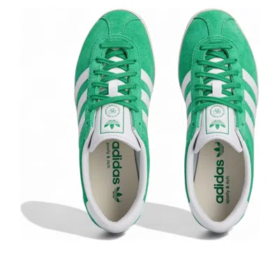 Adidas Originals Suede Round Toe Sneakers With Herringbone Motif In Green
