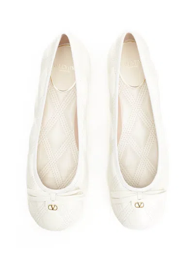 Valentino Nappa Leather Ballerinas Scarpe Basse White In White