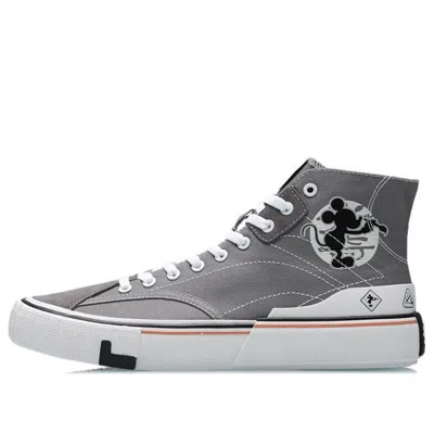 Li-ning X Mickey Mouse Canvas Hi Shoes 'grey White' In Gray