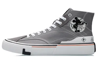 Li-ning X Mickey Mouse Canvas Hi Shoes 'grey White' In Gray