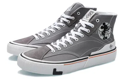 Li-ning X Mickey Mouse Canvas Hi Shoes 'grey White' In Gray