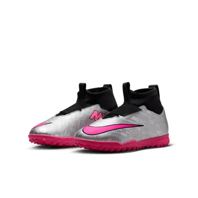 Nike (gs)  Jr Mercurial Superfly 9 Acad 25 Tf Turf 'silver Hyper Pink' In Gray