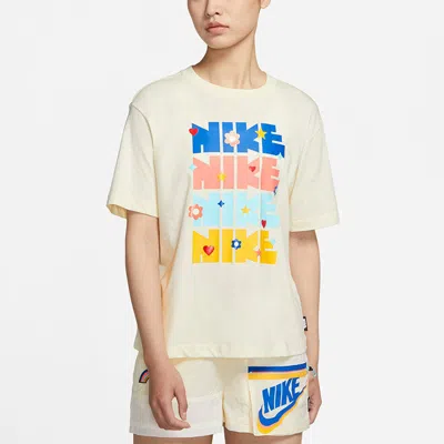 Nike (wmns)  Sportswear Essential Printing Round-neck 'beige' In Neutral