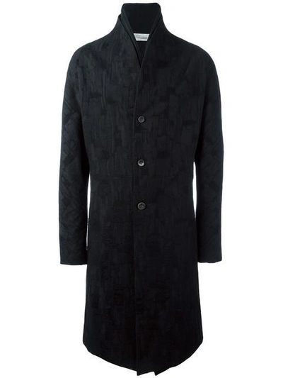 Shop Individual Sentiments Jacquard Single Breasted Coat - Black
