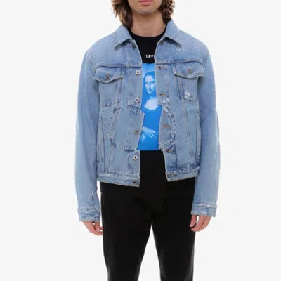 Off-white Arrow Twist Denim Jacket 'cobalt Blue/white'