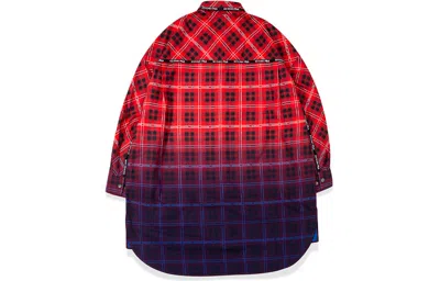 Fila Fusion (wmns) Fila Gradient Plaid Contrasting Colors Pocket Woven Long Sleeves Shirt Red