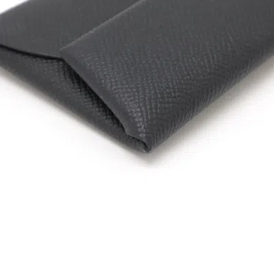 Pre-owned Hermes Bastia Black Epsom Leather Coin Purse/coin Case ()