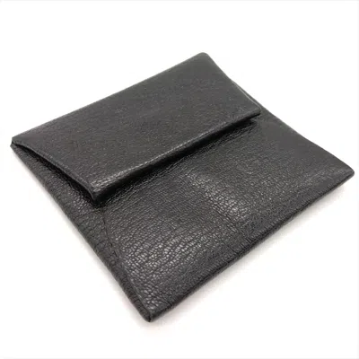 Pre-owned Hermes Black Chevre Leather Coin Purse/coin Case ()