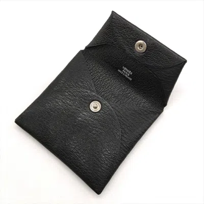 Pre-owned Hermes Black Chevre Leather Coin Purse/coin Case ()