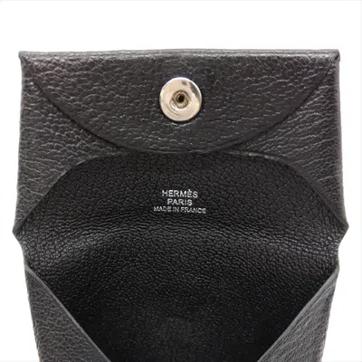 Pre-owned Hermes Black Chevre Leather Coin Purse/coin Case ()
