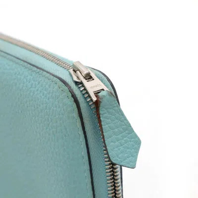 Pre-owned Hermes Blue Atoll Taurillon Clemence Leather Long Wallet (bi-fold) ()