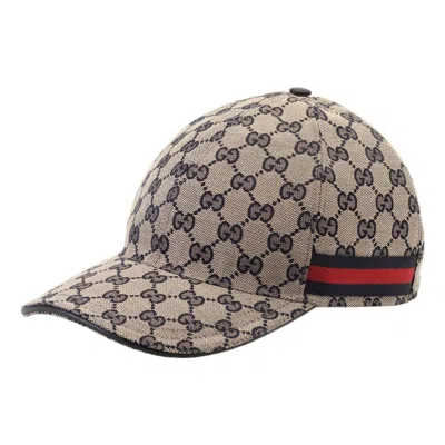 Gucci Original Gg Canvas Baseball Hat With Web In Beige