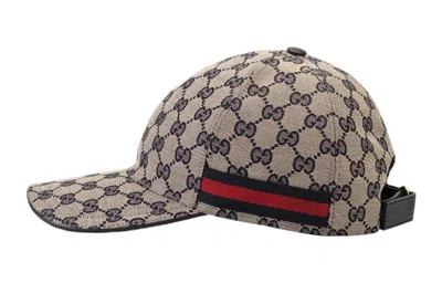 Gucci Original Gg Canvas Baseball Hat With Web In Beige