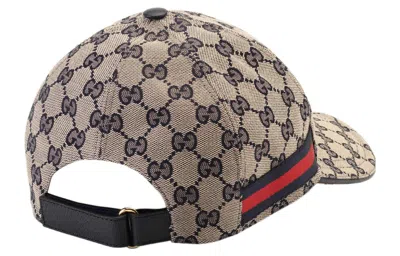 Gucci Original Gg Canvas Baseball Hat With Web In Beige