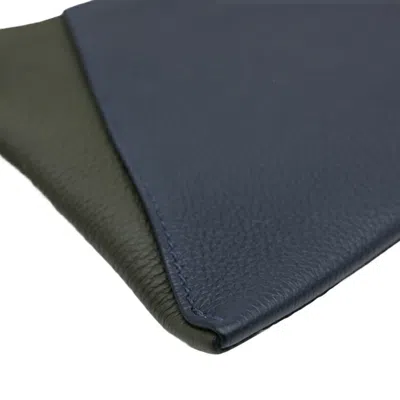 Pre-owned Hermes Blue Nuit Brown Green Khaki Navy Togo Leather Clutch Bag ()