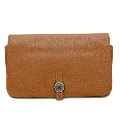 Pre-owned Hermes Brown Togo Leather Long Wallet (bi-fold) ()