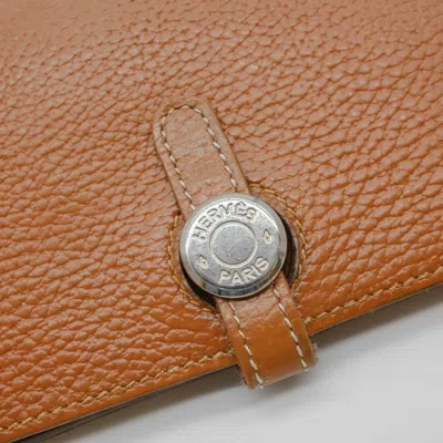 Pre-owned Hermes Brown Togo Leather Long Wallet (bi-fold) ()