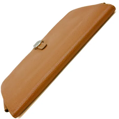 Pre-owned Hermes Brown Togo Leather Long Wallet (bi-fold) ()