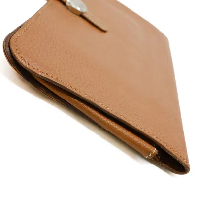 Pre-owned Hermes Brown Togo Leather Long Wallet (bi-fold) ()