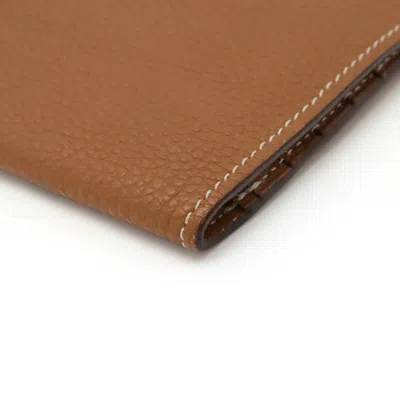 Pre-owned Hermes Camel Leather Long Wallet (bi-fold) () In Brown