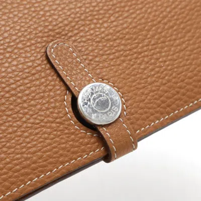 Pre-owned Hermes Camel Leather Long Wallet (bi-fold) () In Brown