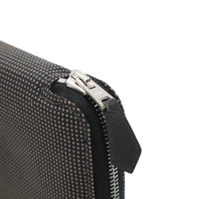 Pre-owned Hermes Her Line Gray Canvas Long Wallet (bi-fold) ()