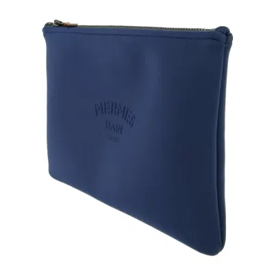 Pre-owned Hermes Navy Polyamide Clutch Bag Pouch ()