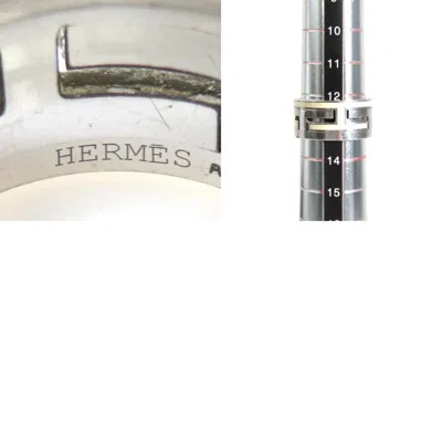 Pre-owned Hermes Off-white Silver Enamel Silver 925 Band Ring ()