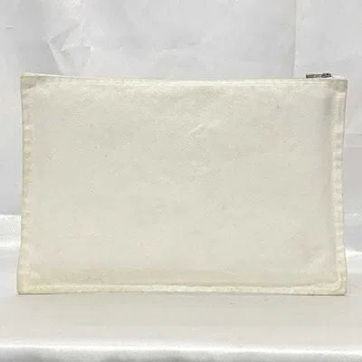 Pre-owned Hermes White Canvas Clutch Bag Pouch ()
