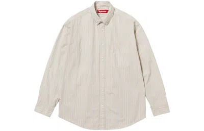 Supreme Fw23 Week5 Loose Fit Stripe Shirt 'beige' In Gray