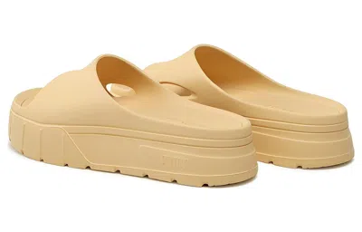 Puma Mayze Stack Injex "light Straw" Slides In Yellow