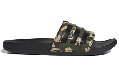 Adidas Originals Adidas Adilette Comfort Slides 'wild Pine Camo' In Black