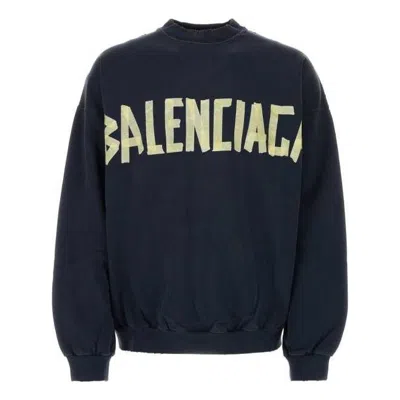 Balenciaga Cotton Sweatshirt In Navy